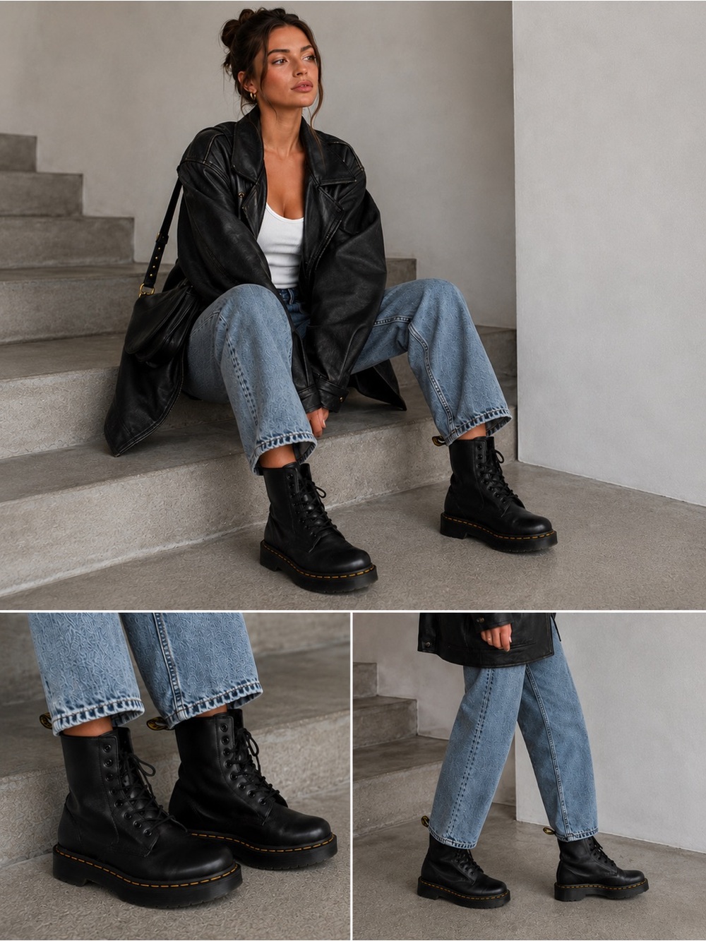 Dr. Martens 1460 Black Leather Platform Boots Women’s Excellent Condition